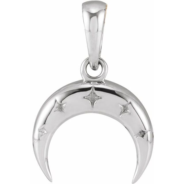 Sterling Silver 17.8x11.9 mm Crescent Moon Pendant