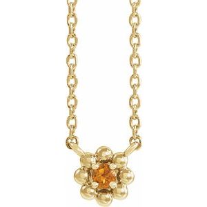 14K Yellow Natural Citrine Beaded Youth 16" Necklace