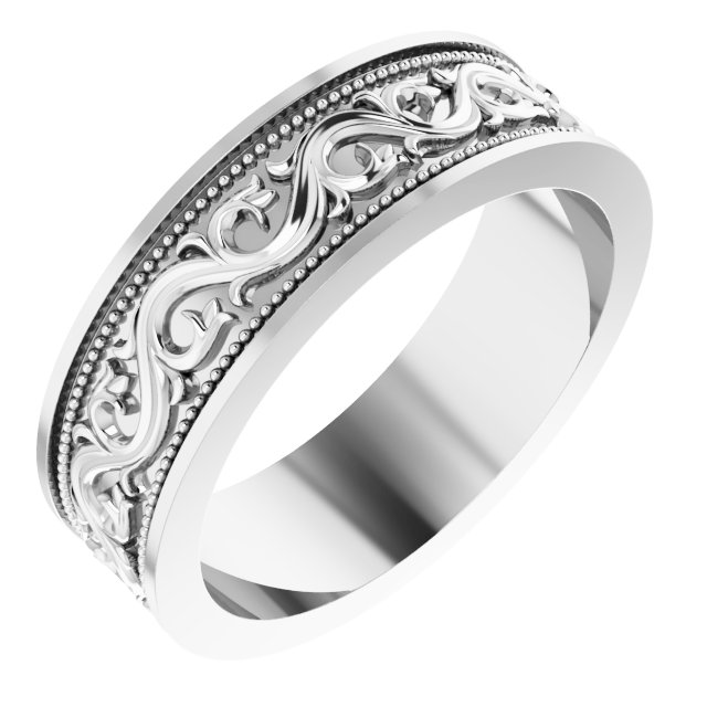 Milgrain Sculptural Flat Band