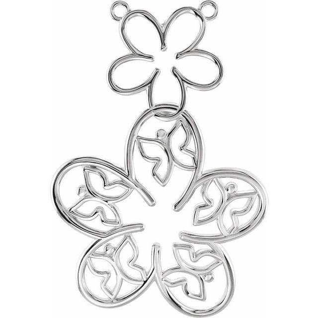 14K White Flower & Butterfly Necklace Center