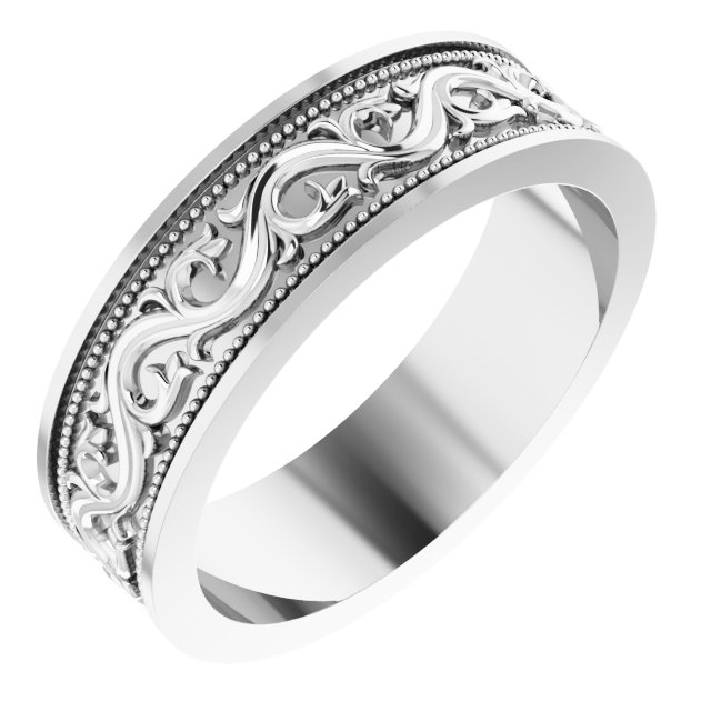 Milgrain Sculptural Flat Band