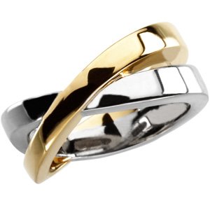 14K Yellow/White Criss-Cross Ring