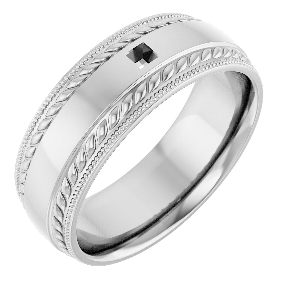 Accented Milgrain & Rope Stepped-Edge Comfort-Fit European-Style Band