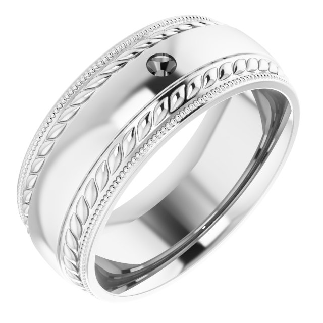 Accented Milgrain & Rope Stepped-Edge Comfort-Fit European-Style Band