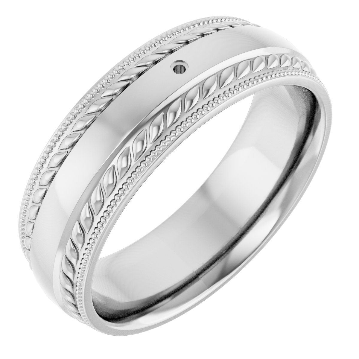 Accented Milgrain & Rope Stepped-Edge Comfort-Fit European-Style Band