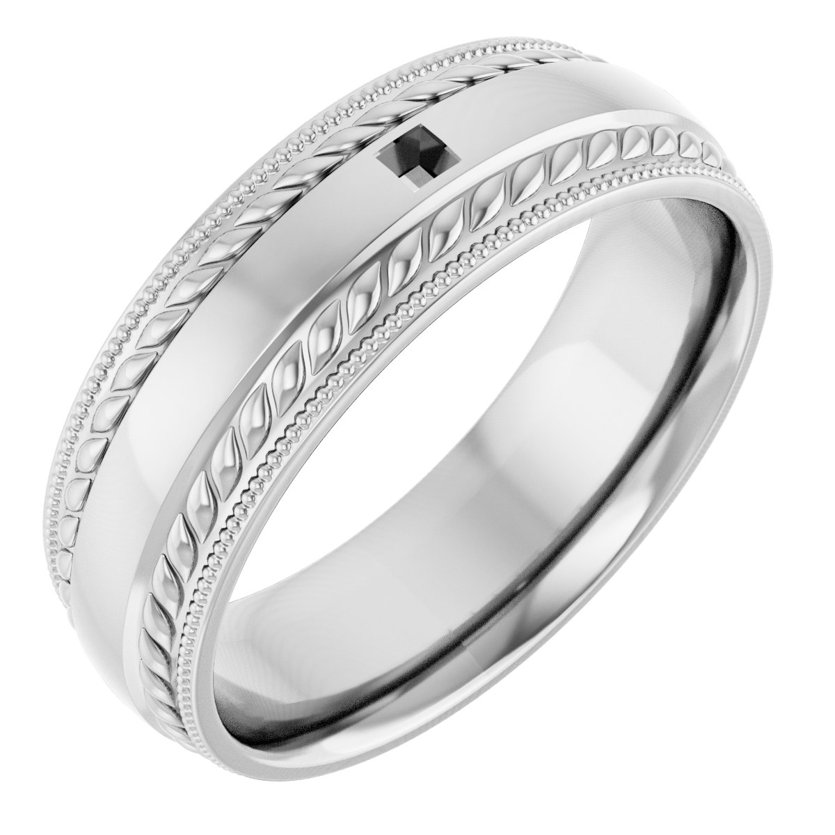 Accented Milgrain & Rope Stepped-Edge Comfort-Fit European-Style Band