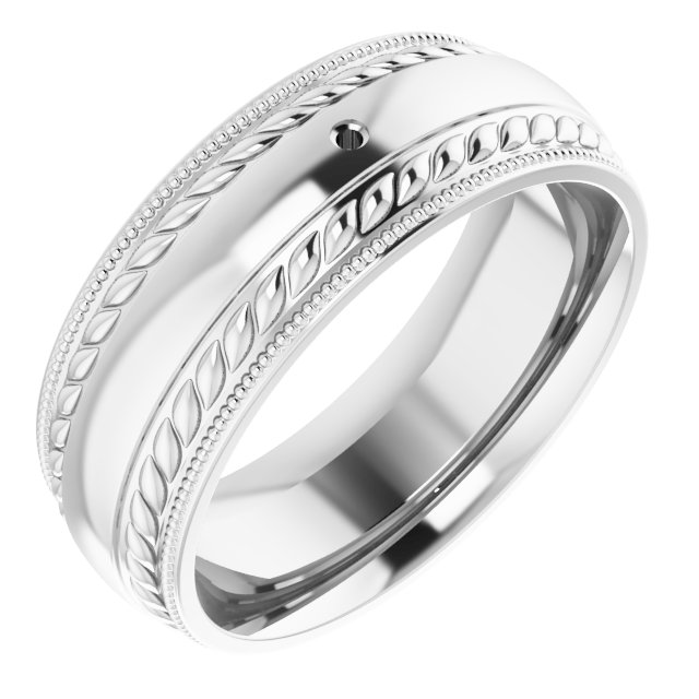 Accented Milgrain & Rope Stepped-Edge Comfort-Fit European-Style Band