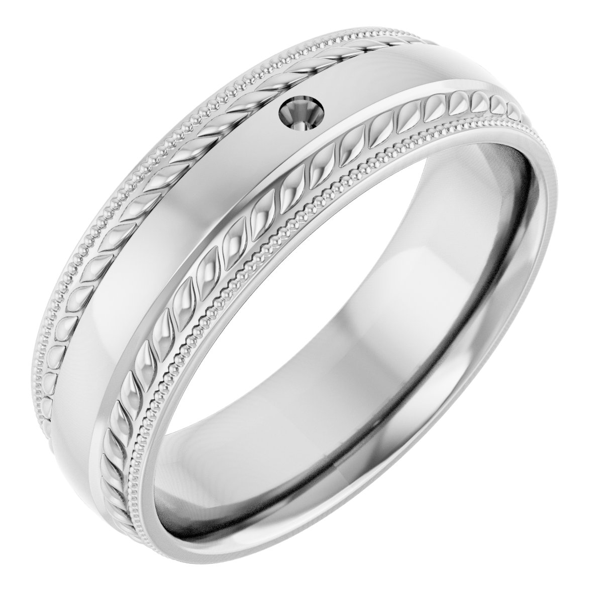 Accented Milgrain & Rope Stepped-Edge Comfort-Fit European-Style Band