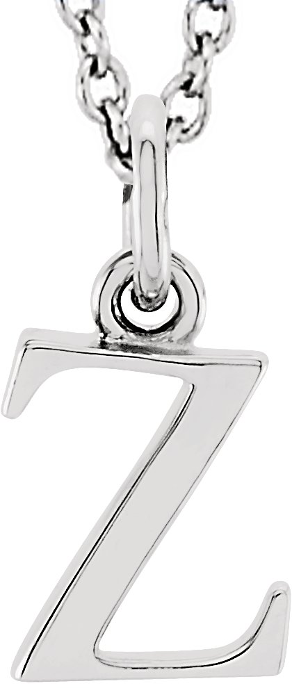 14K White Lowercase Initial z 16" Necklace