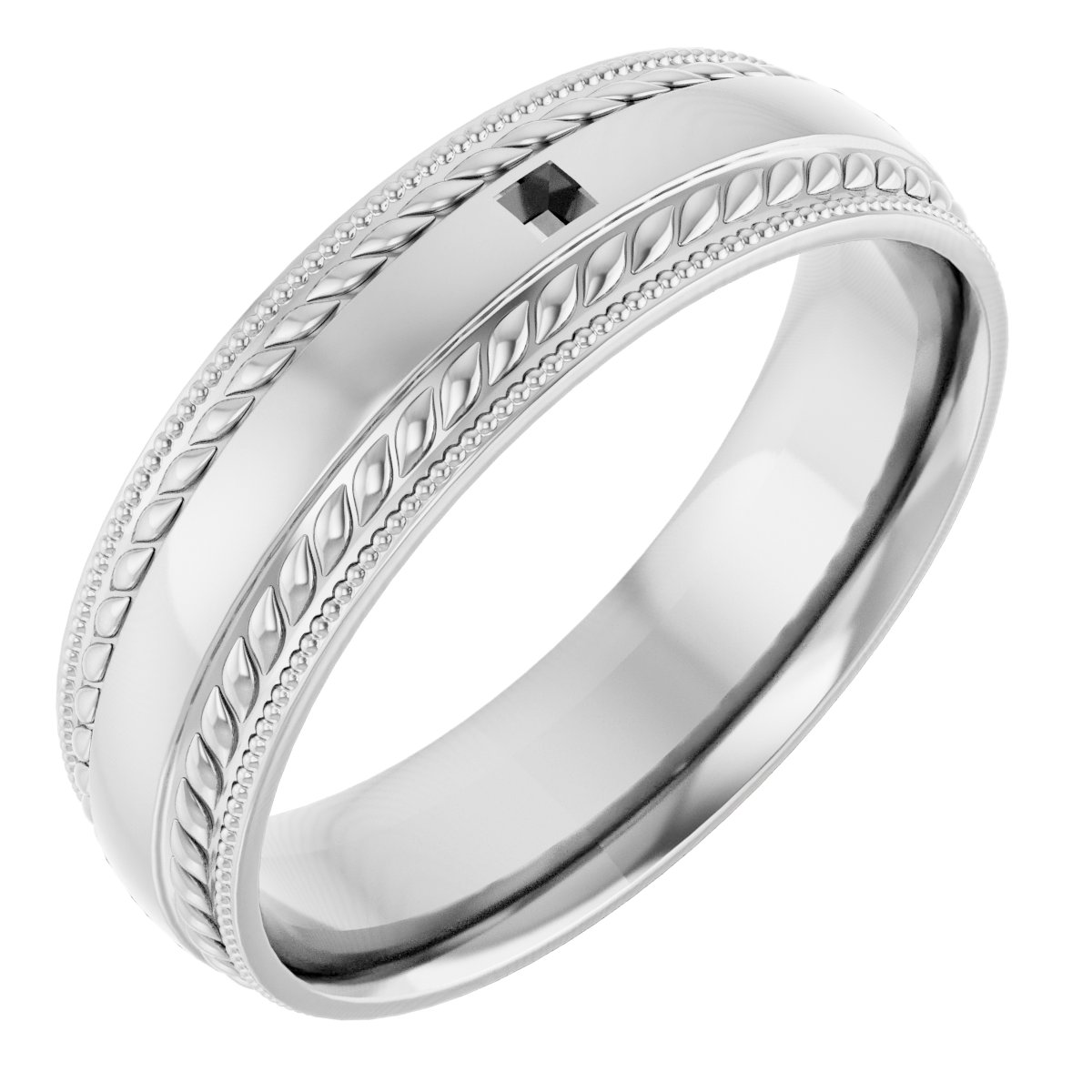 Accented Milgrain & Rope Stepped-Edge Comfort-Fit European-Style Band
