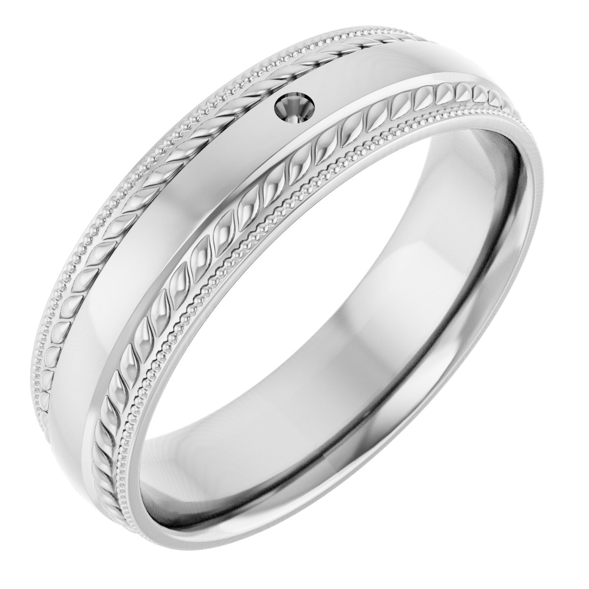Accented Milgrain & Rope Stepped-Edge Comfort-Fit European-Style Band