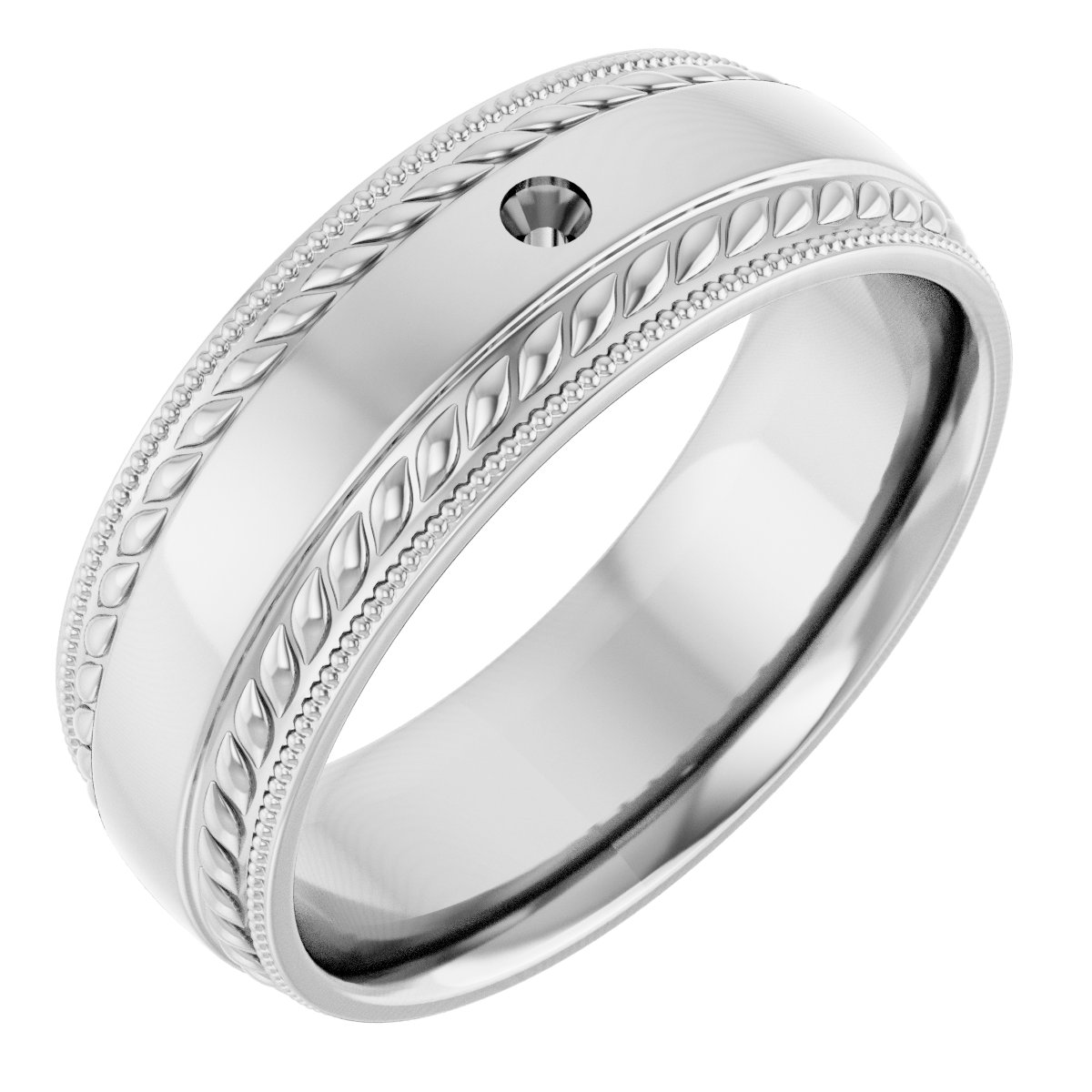 Accented Milgrain & Rope Stepped-Edge Comfort-Fit European-Style Band