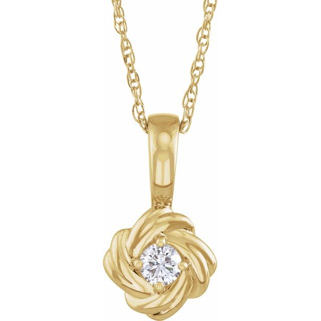 14K Yellow 1/6 CT Natural Diamond Knot 18" Necklace