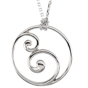 14K White Circle 18" Necklace