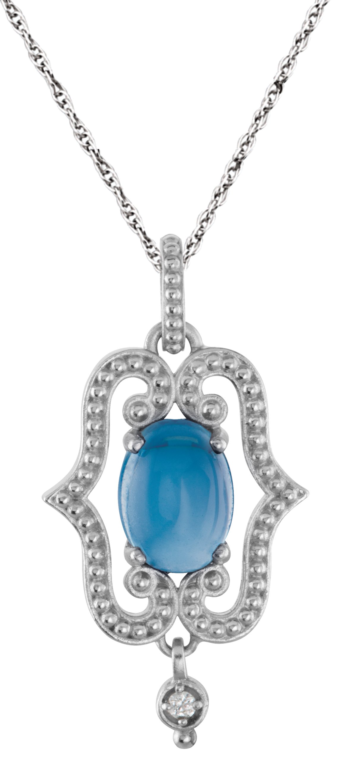 Sterling Silver Swiss Blue Topaz & .02 CTW Diamond 18" Necklace  