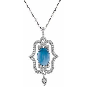 Sterling Silver Swiss Blue Topaz and .02 CTW Diamond 18 inch Necklace Ref 3638158