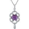 Sterling Silver Amethyst and .02 CT Diamond Granulated 18 inch Necklace Ref 3634444