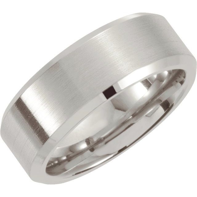 Stainless Steel 7 mm Beveled-Edge Band Size 8.5