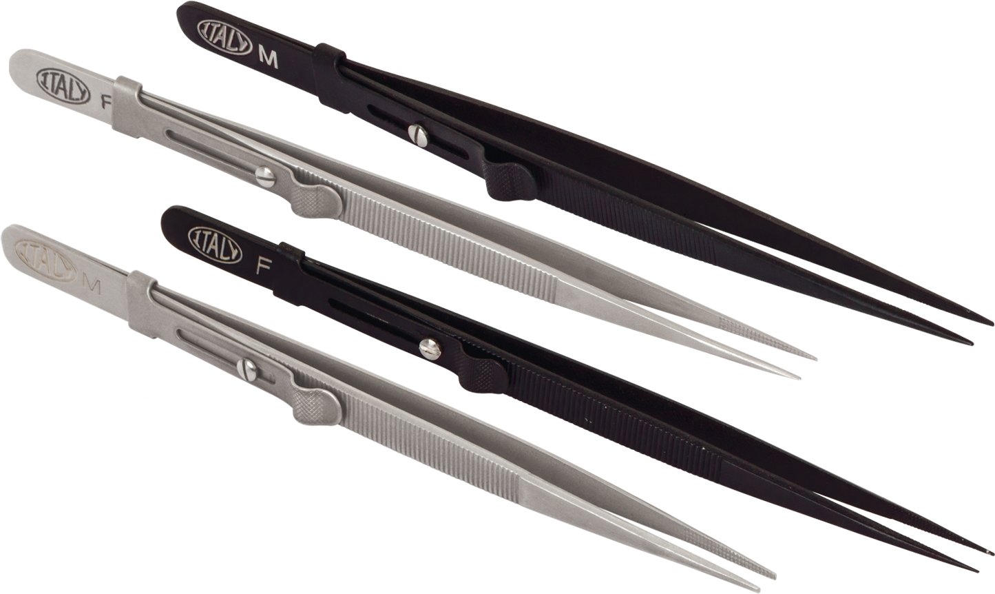 Allegro Diamond Tweezers Stainless Steel Black Fine Point Locking