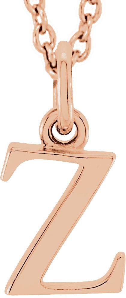 18K Rose Gold Plated Sterling Silver Lowercase Initial z 16 inch Necklace Ref 17700670