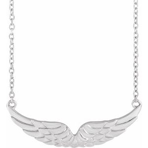 14K White Angel Wings 18" Necklace
