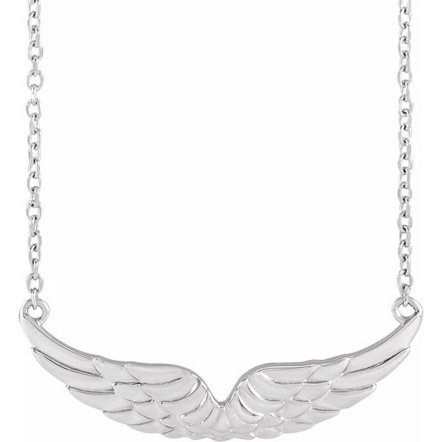Sterling Silver Angel Wings 18 Necklace