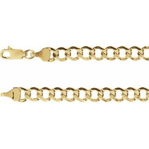 14K Yellow 5.3 mm Hollow Curb 18" Chain