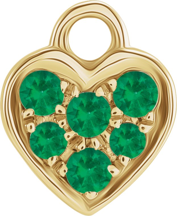 14K Yellow Natural Emerald Heart Dangle