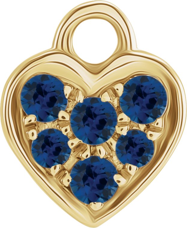 14K Yellow Natural Blue Sapphire Heart Dangle