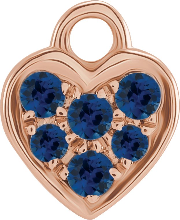 14K Rose Natural Blue Sapphire Heart Dangle