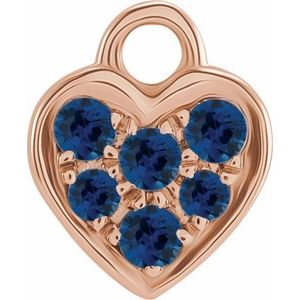 14K Rose Natural Blue Sapphire Heart Dangle