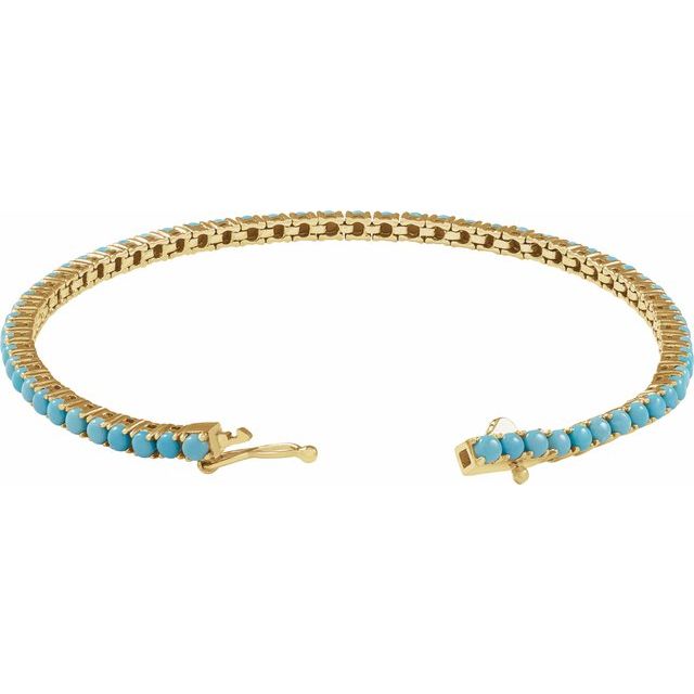 14K Yellow Natural Turquoise Line 7 1/4