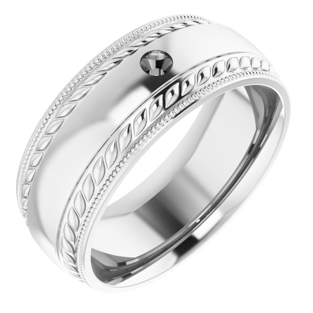 Accented Milgrain & Rope Stepped-Edge Comfort-Fit European-Style Band