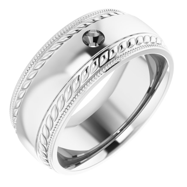 Accented Milgrain & Rope Stepped-Edge Comfort-Fit European-Style Band