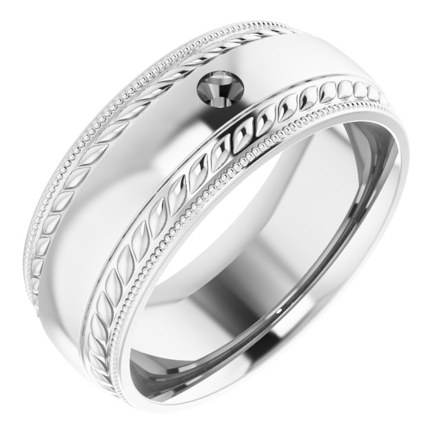 Accented Milgrain & Rope Stepped-Edge Comfort-Fit European-Style Band