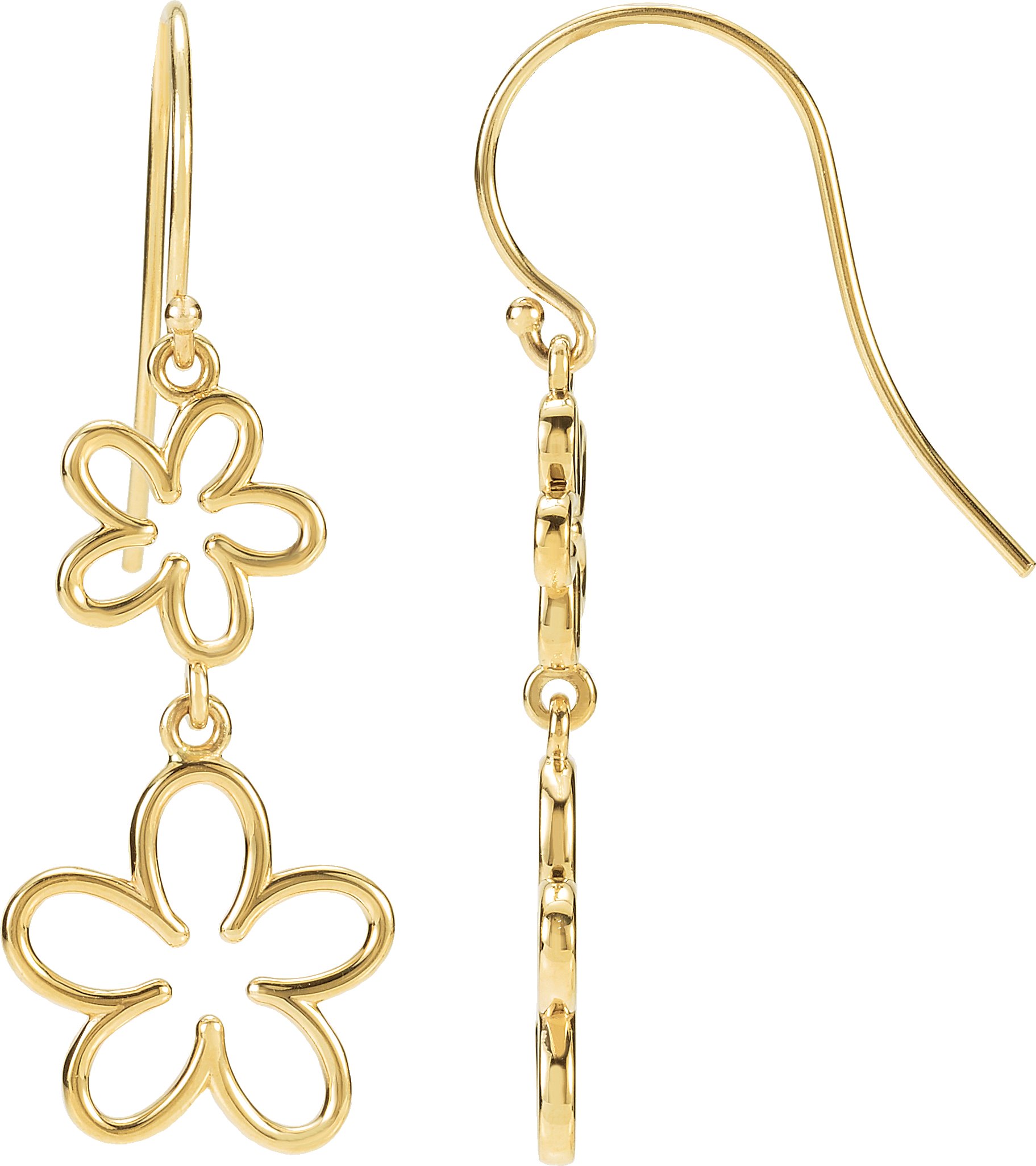 14kt Yellow Gold Flower Dangle Earrings