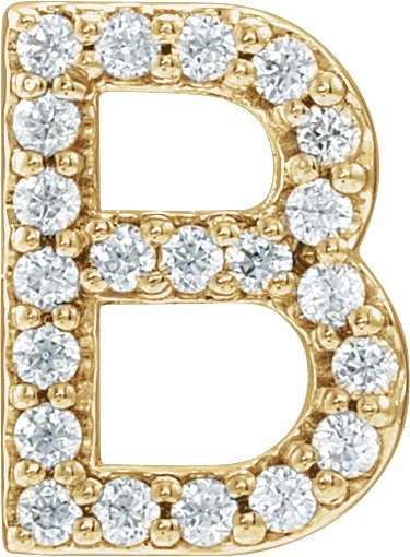 14K Yellow .08 CTW Natural Diamond Initial B Earring