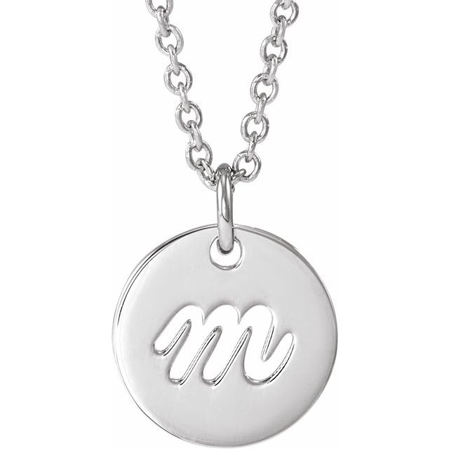 Sterling Silver Script Initial M 16-18 Necklace 