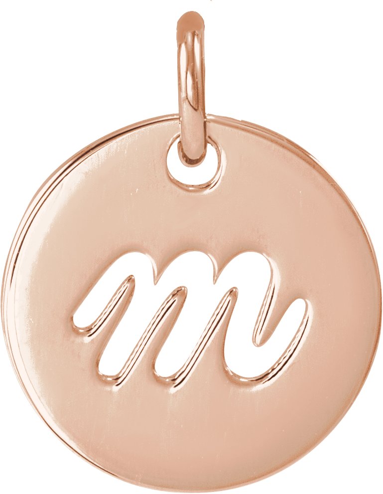 14K Rose Script Initial M Pendant