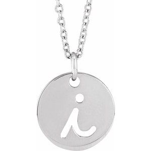 Sterling Silver Script Initial I 16-18" Necklace 