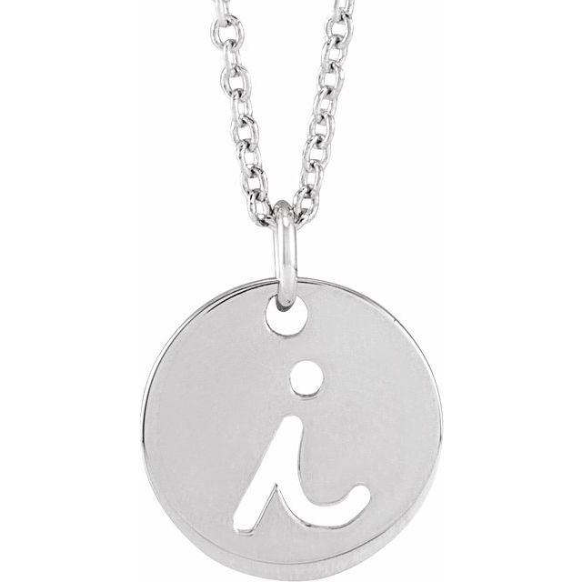 Sterling Silver Script Initial I 16-18 Necklace 