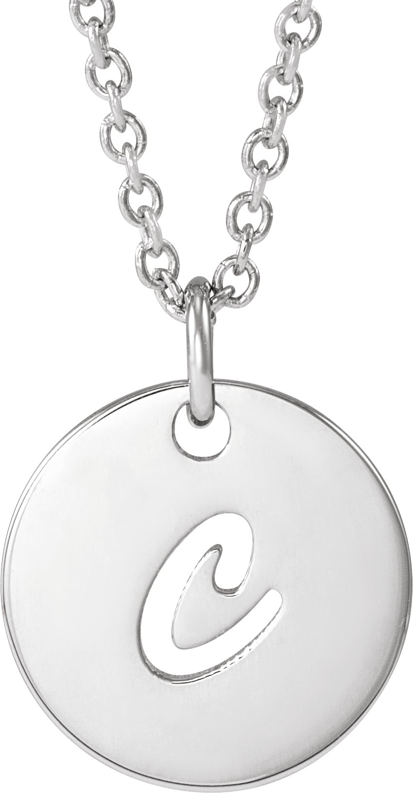 Sterling Silver Script Initial C 16-18" Necklace 