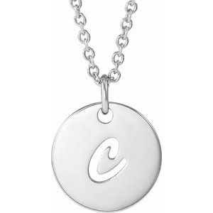 Sterling Silver Script Initial C 16-18" Necklace 
