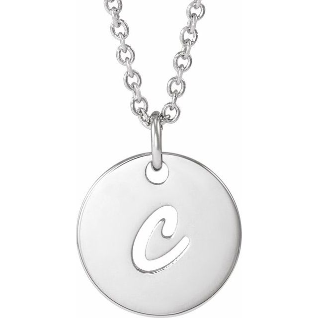 Sterling Silver Script Initial C 16-18 Necklace 