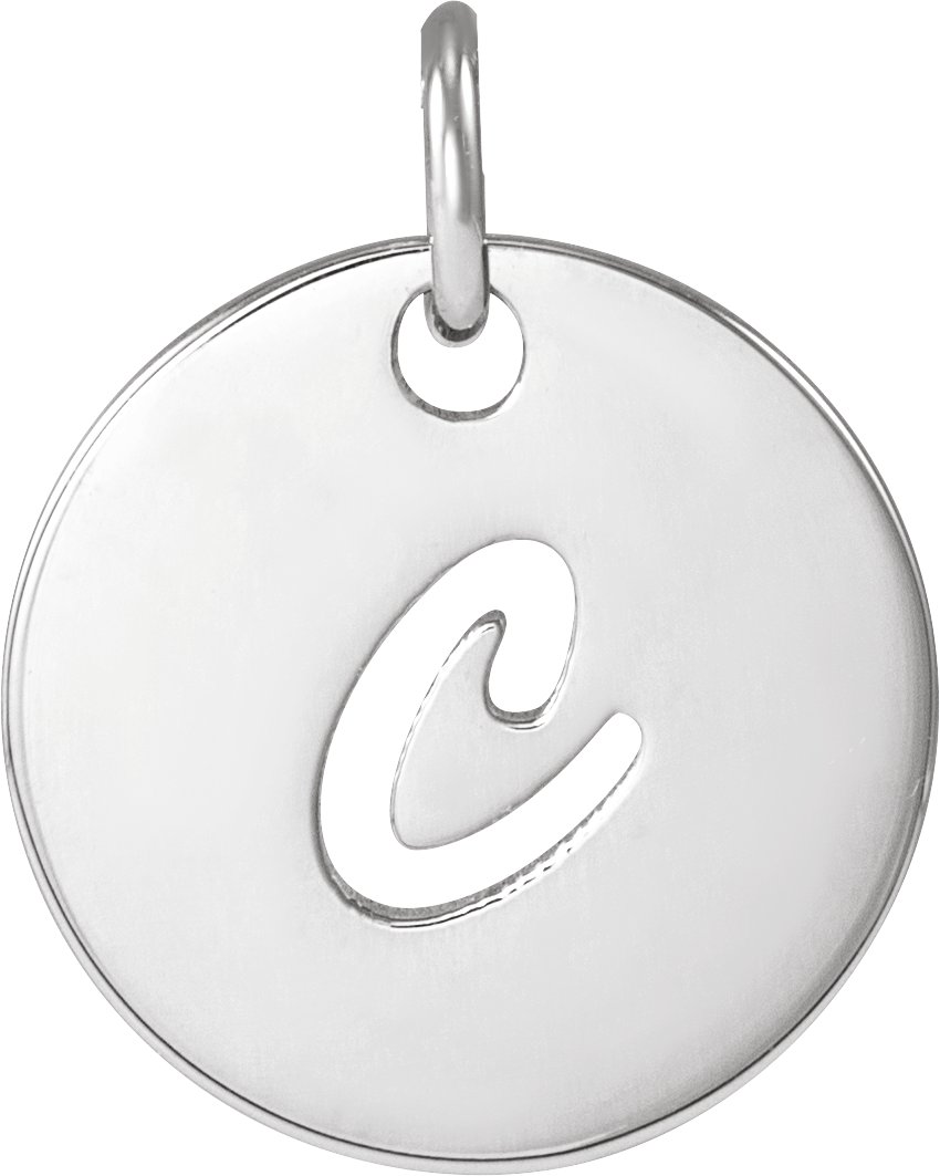 14K White Script Initial C 16-18" Necklace 