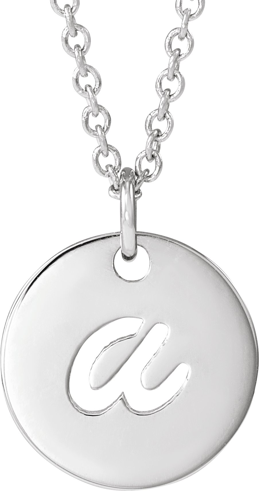 14K White Script Initial A 16-18 Necklace 