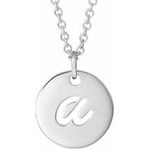 Sterling Silver Script Initial A 16-18" Necklace 