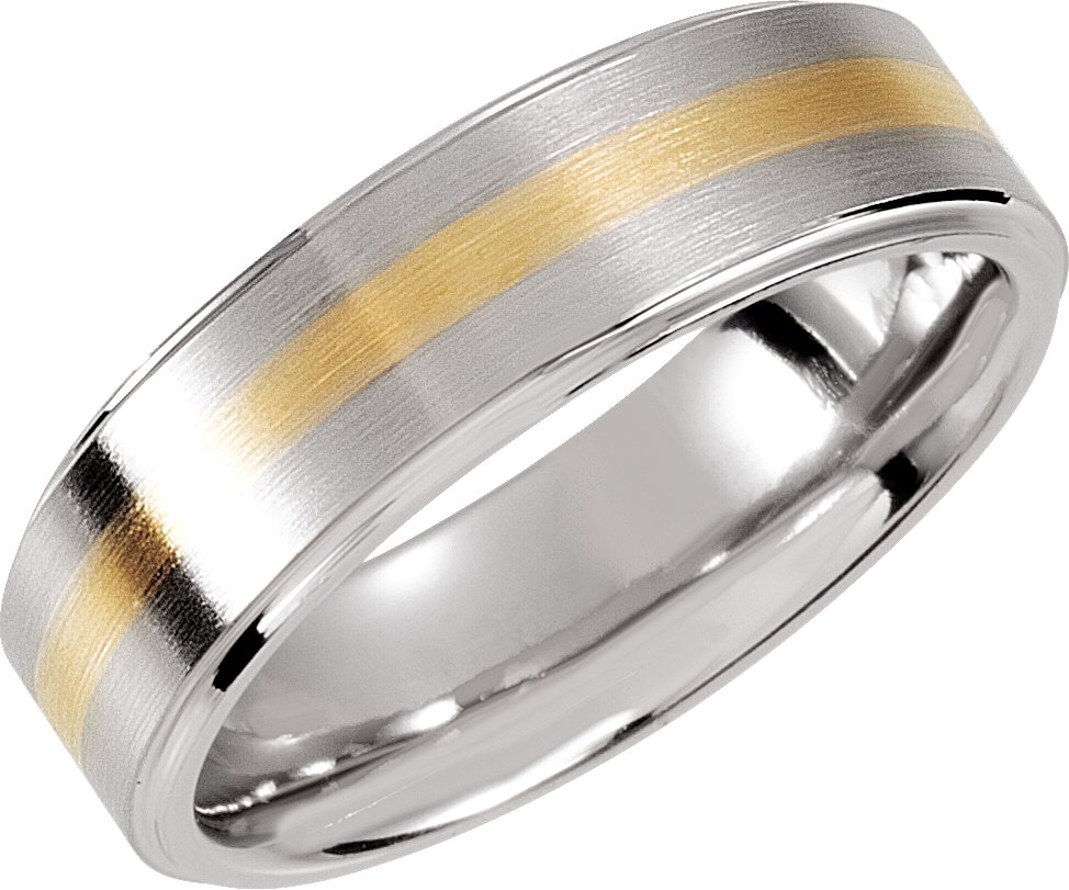 Dura Cobalt™ & 14K Yellow Inlay 8 mm Ridged Band Size 13.5