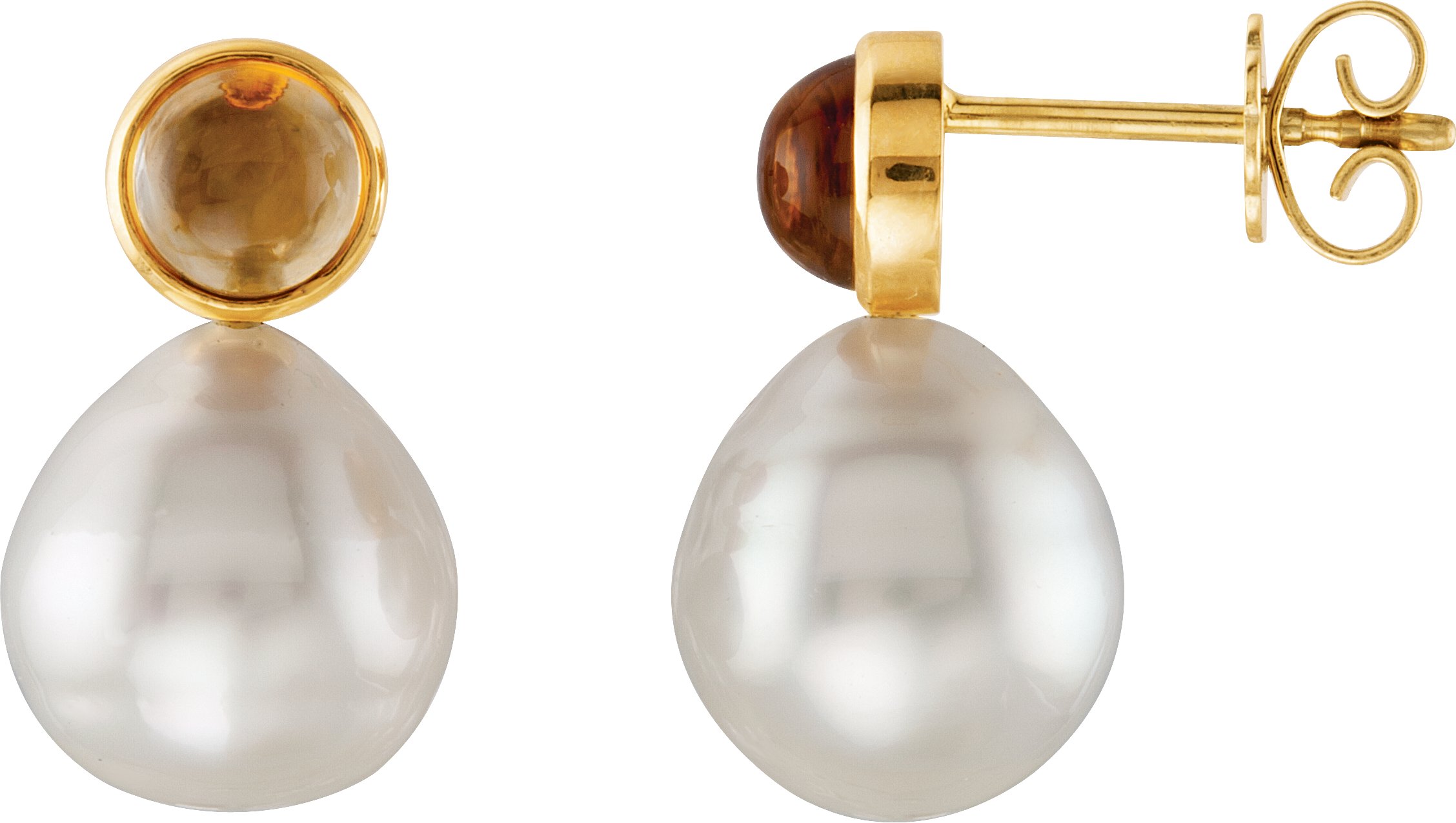 Round Cab Earring Mounting for South Sea Cultured Pearls