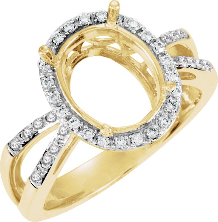 Diamond Semi-mount Ring for Oval Stone Center